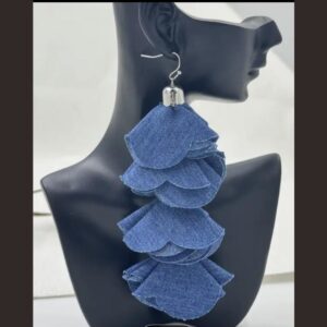 Statement Denim Petal Earrings