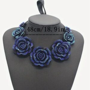 Bold Beaded Rose Statement Necklace
