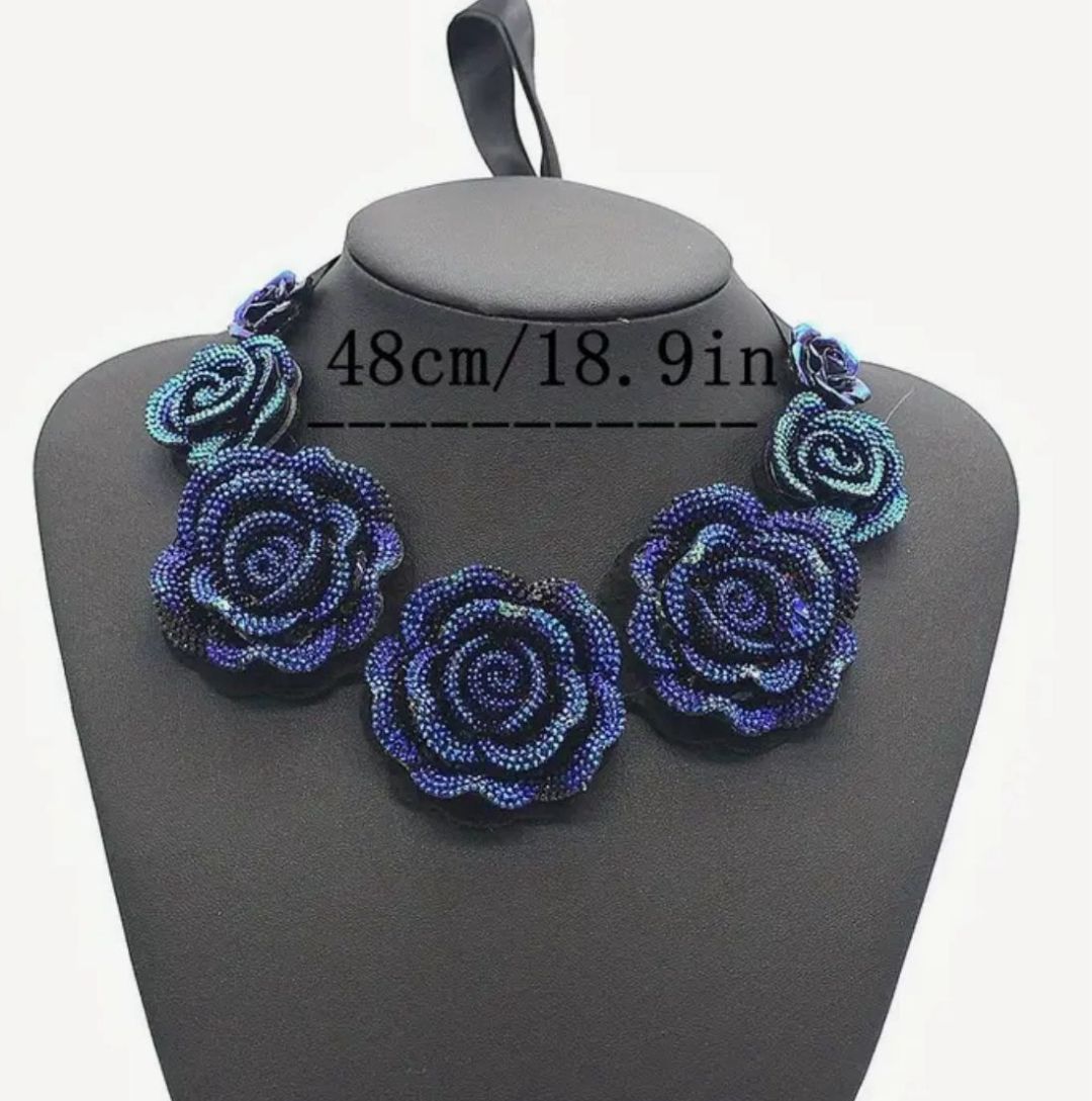 Bold Beaded Rose Statement Necklace